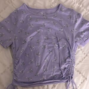 Hollister Lavender Floral Ruched Tee
